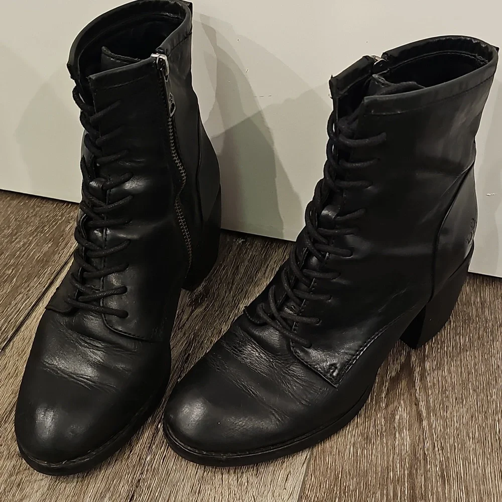 PATRICIA NASH Sicily Leather Block Heel Combat Boot